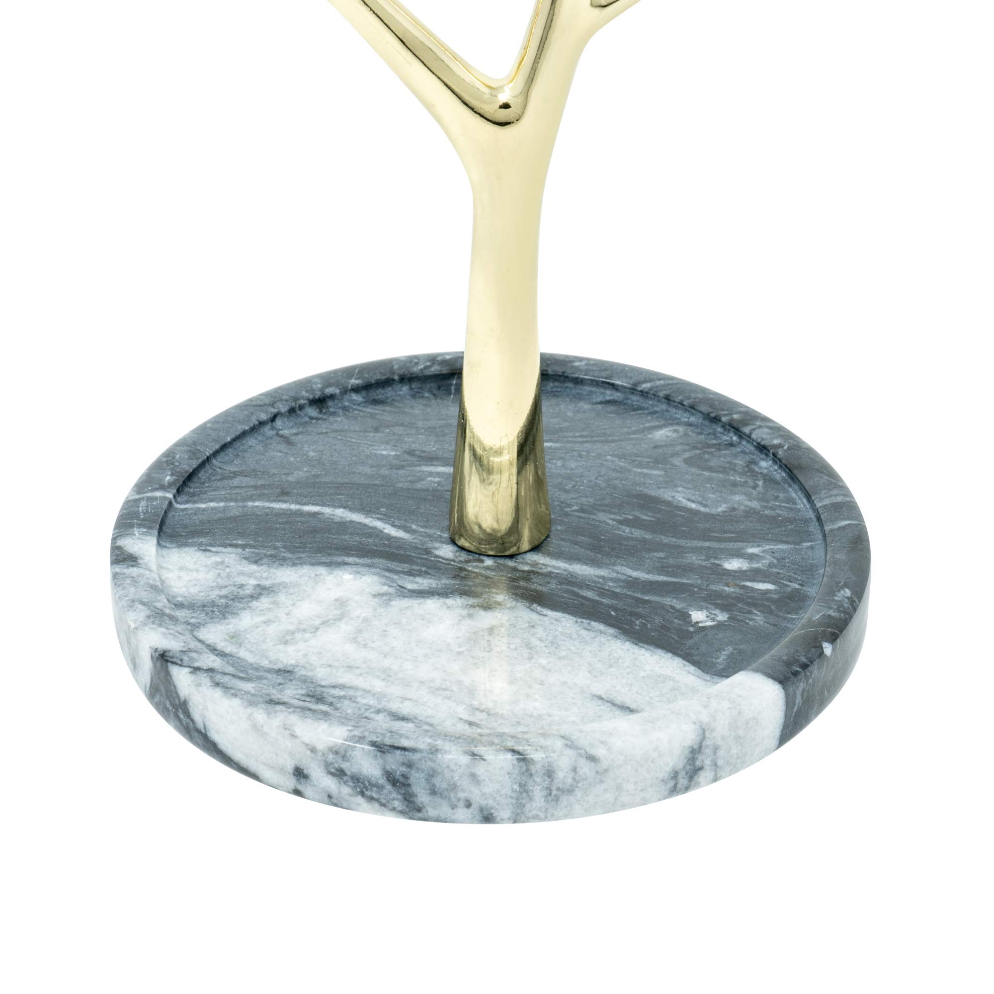 Marble Jewelry Tree - Stylish Gold Necklace Holder & Jewelry Organizer for Necklaces & Rings - Grey Jewelry Stand for Bedroom Vanity or Gift
