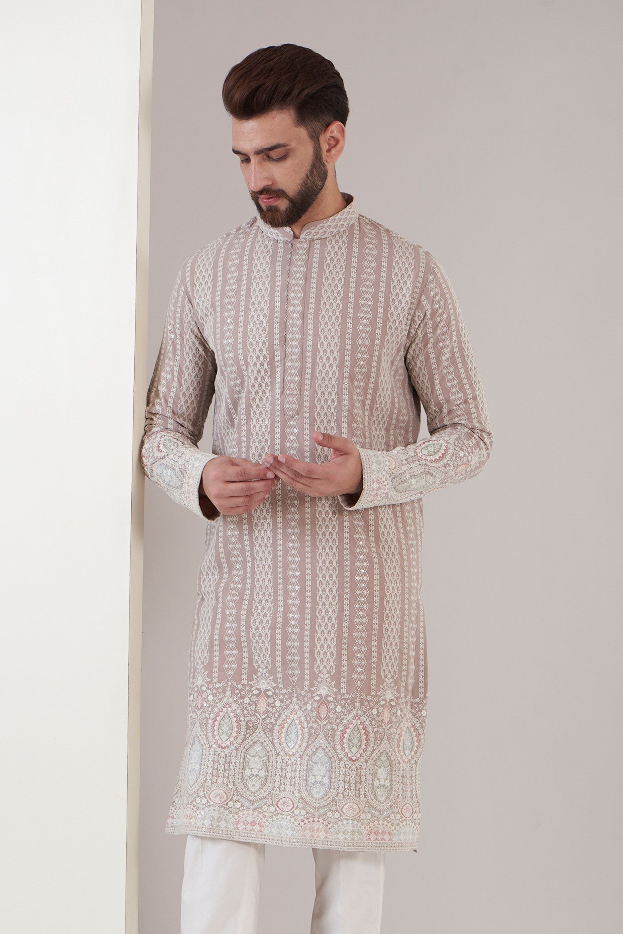 Elegant Pink Onion Chikankari Kurta for Women - Traditional Indian Embroidered Tunic - Perfect for Festivals, Weddings & Casual Wear
