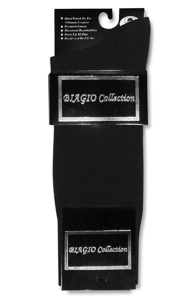 3 Pairs of Biagio Solid Black Cotton Dress Socks for Men - Comfortable Formal & Business Socks for Office, Wedding & Dress Shoes