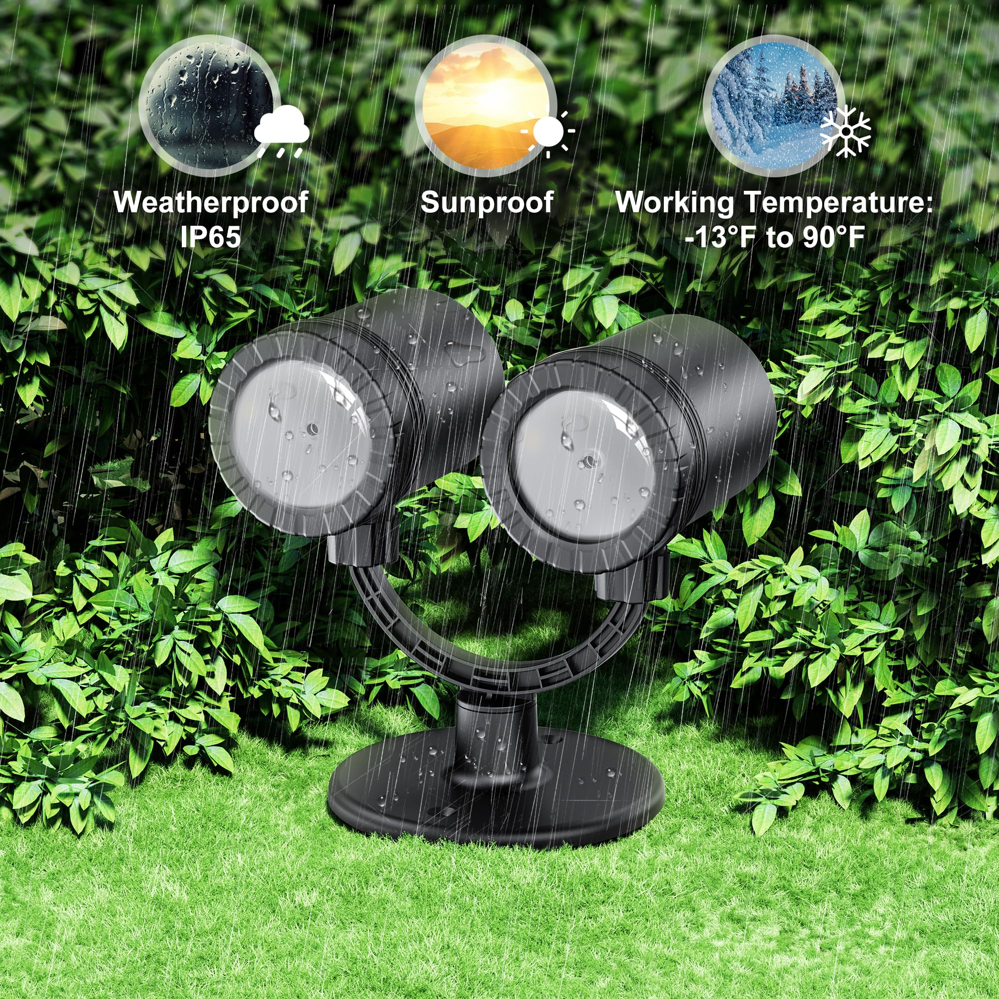 Outdoor Christmas Projector Lights - Double Head Snowfall LED Waterproof Lights for Holiday Decor, Xmas Party, Patio & Garden | Perfect for Winter Wonderland Displays