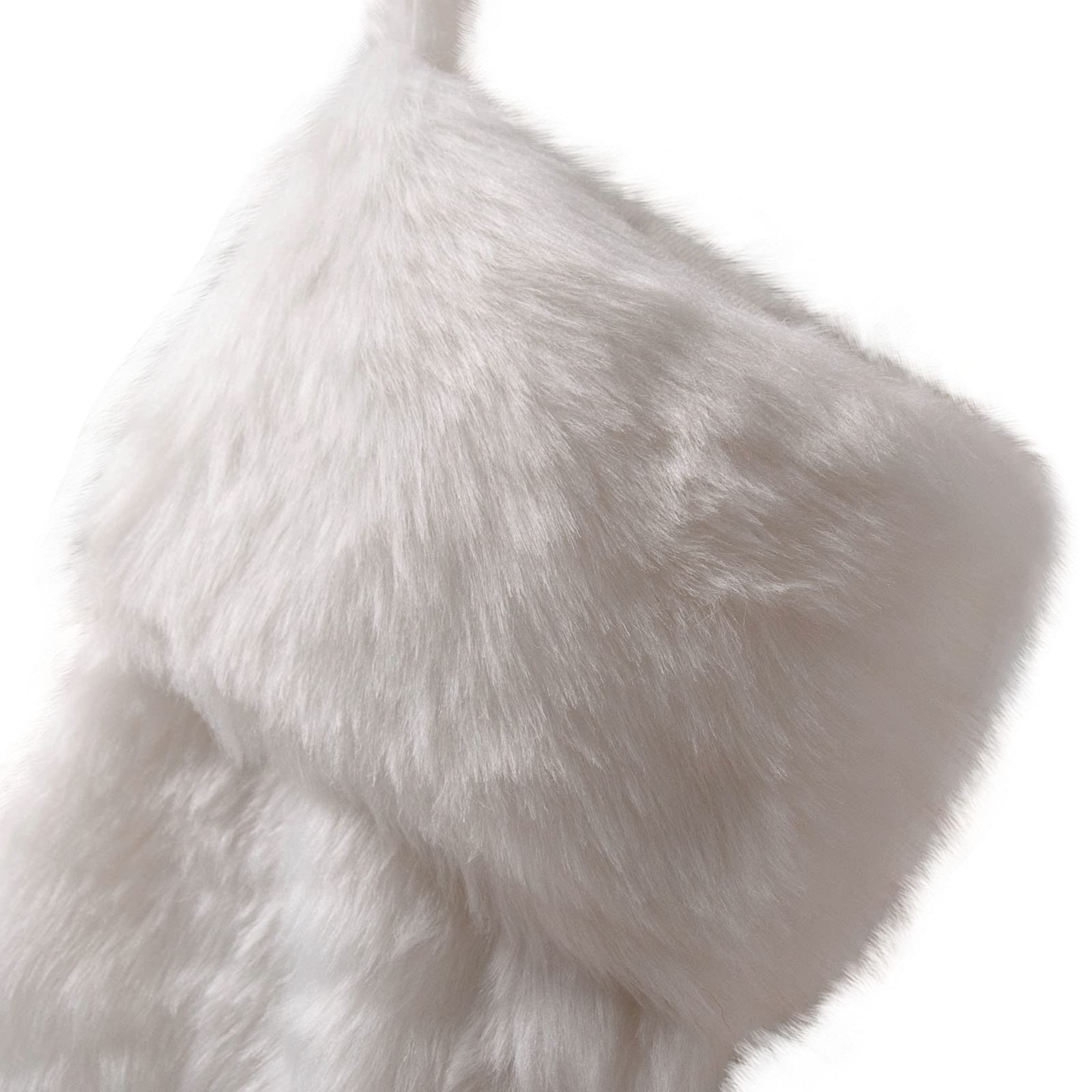 17 Inch White Faux Fur Christmas Stockings - Snowy Holiday Hanging Decor for Fireplace, Tree & Home - Candy Gift Bags for Xmas Decorations (Pure White) | Perfect for Holiday Parties, Family Gatherings & Festive Home Decor