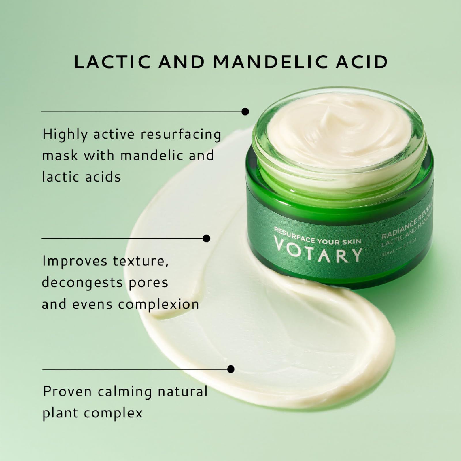 Votary Radiance Reveal Mask - Anti-Aging Facial Cream for Smoothing Skin, Minimizing Pores & Reducing Wrinkles | Improves Skin Texture for Breakout-Prone Skin | 1.7 Fl Oz | Perfect for Nighttime Skincare Routine & Pre-Event Glow Prep