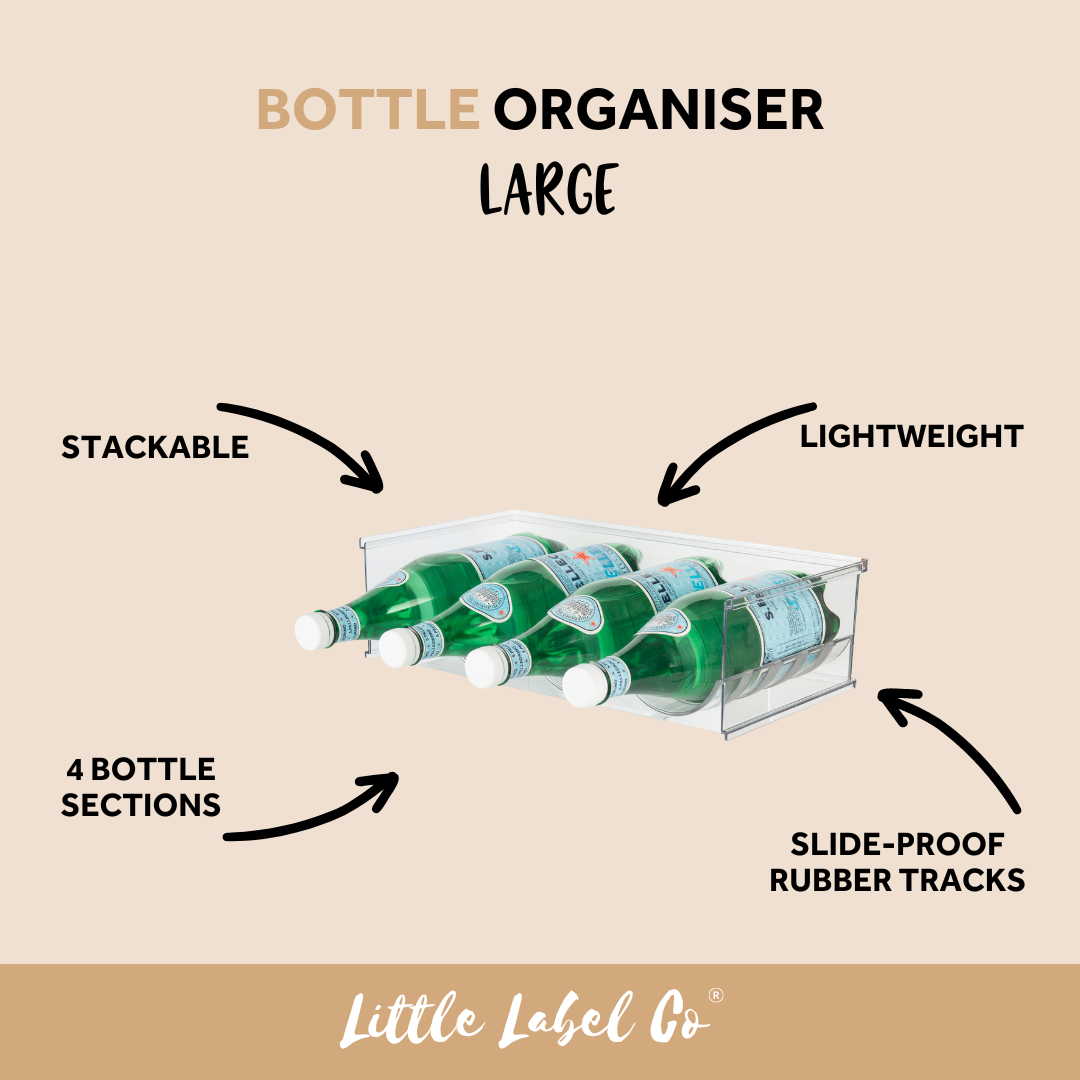 Large Stackable Bottle Organizer for Kitchen, Bathroom, or Garage Storage - Space Saving Solution for Water Bottles, Cleaning Supplies & More