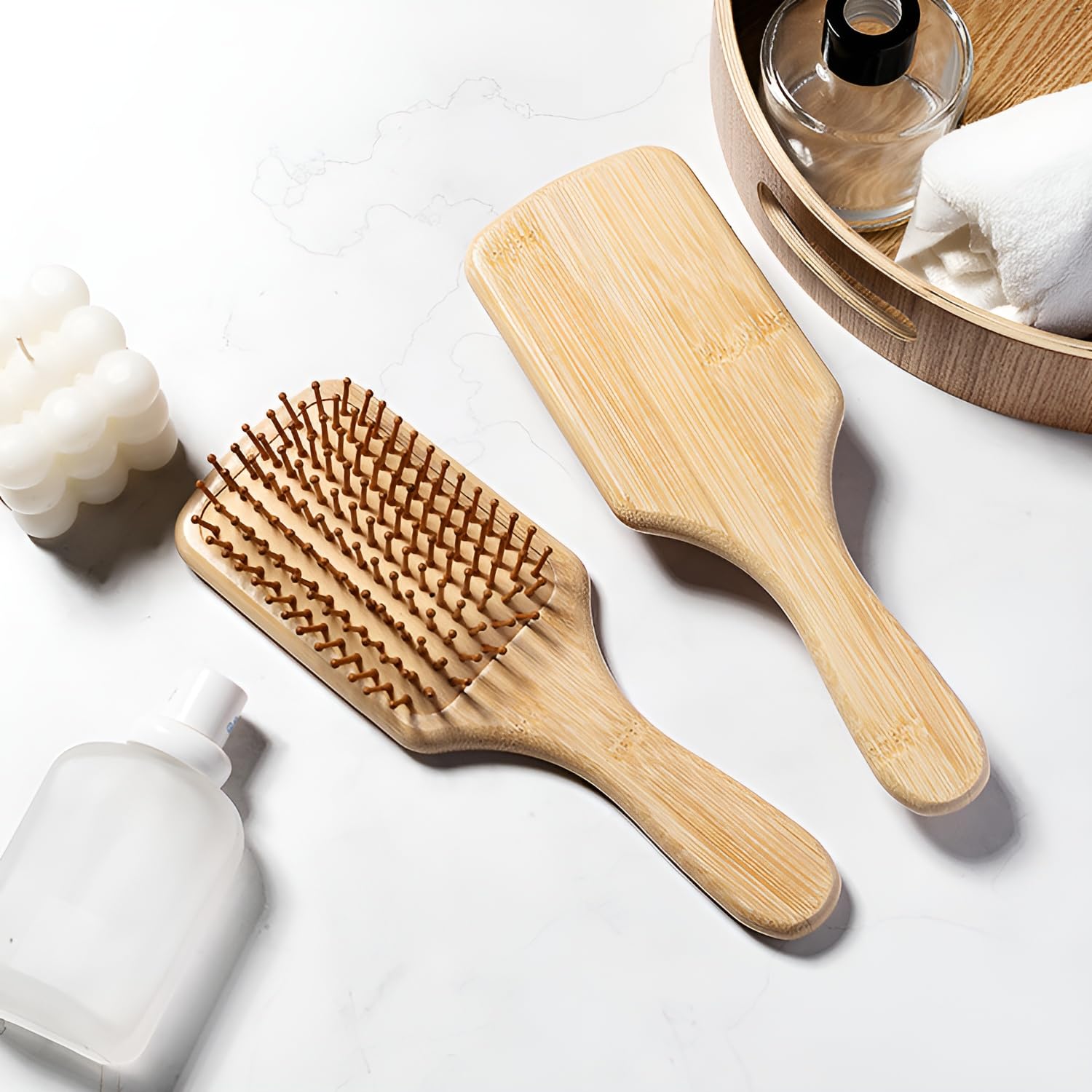Natural Bamboo Air Cushion Hair Brush for Women & Men - Wooden Scalp Massage Comb with Anti-Static Technology | Perfect for Daily Hair Care, Styling & Relaxing Scalp Massage at Home or Salon
