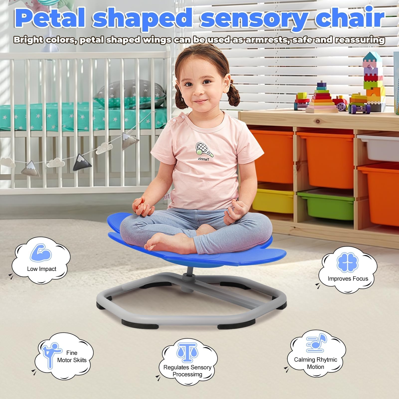 Sensory Spinning Chair for Autistic Kids - Egg Shape Swivel Chair for Improving Body Coordination & Focus - Perfect for Therapy, Classroom & Home Sensory Rooms