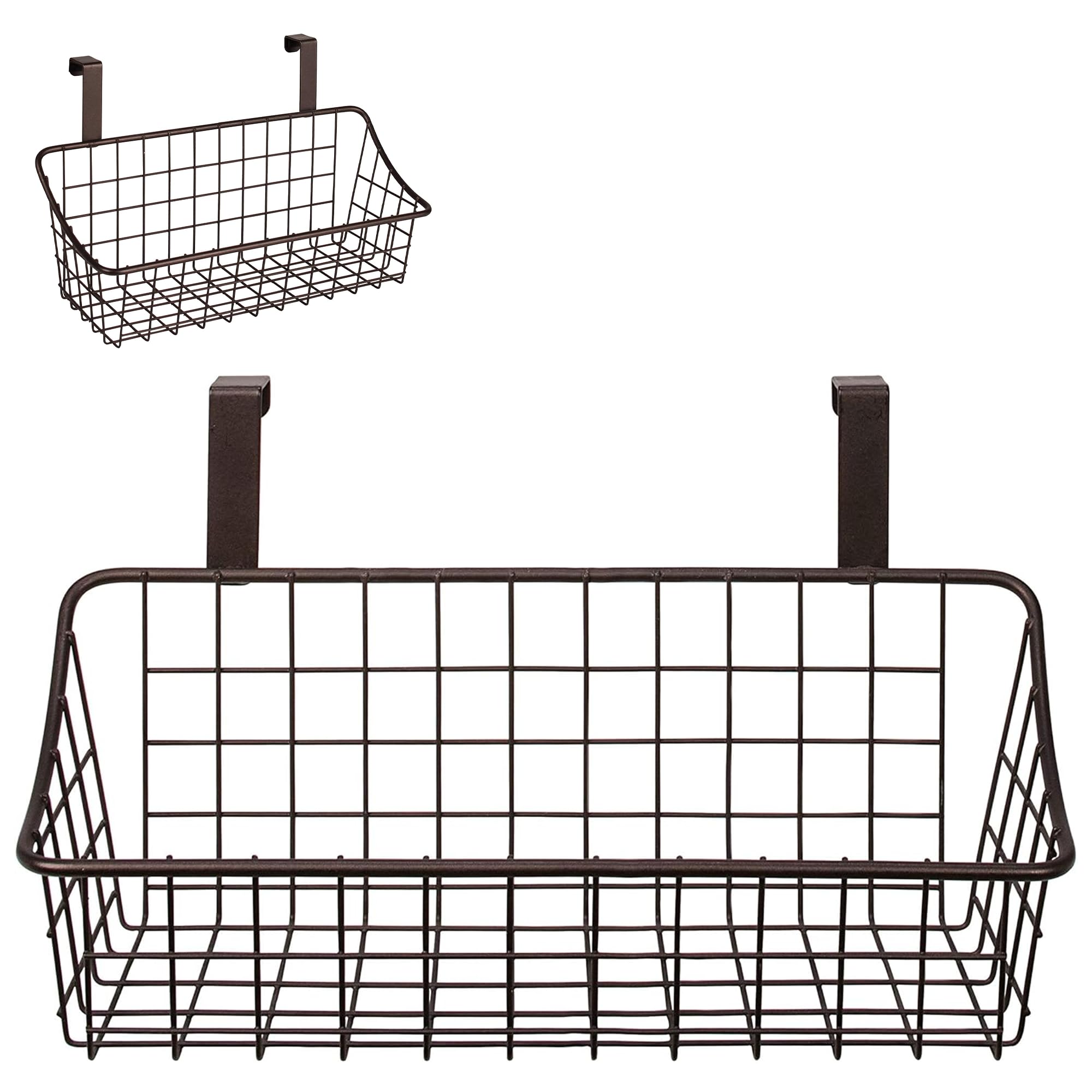 Bronze Small Spectrum Hanging Baskets - Over Cabinet Wire Storage Organizer for Kitchen & Bathroom - Perfect for Cleaning Supplies, Washcloths, Hand Towels - Space Saving Home Organization Solution for Small Spaces & Clutter Control