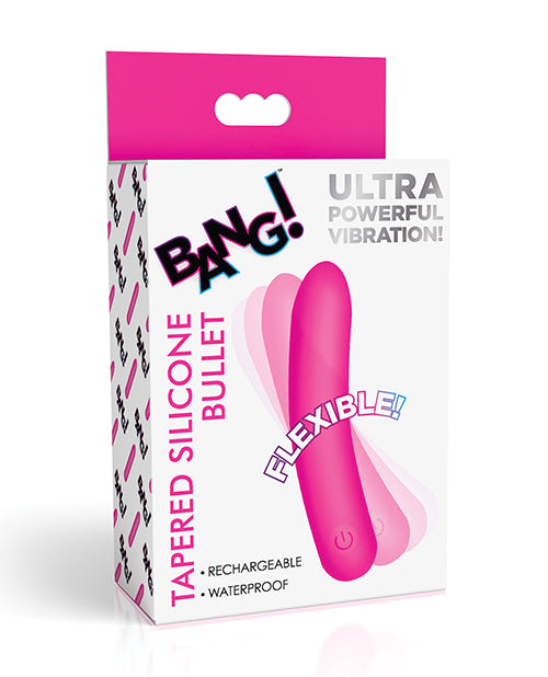 Bang Tapered Flexible Silicone Rechargeable Bullet Vibrator - Pink | Waterproof Personal Massager for Women | Perfect for Solo Play & Couples Intimacy