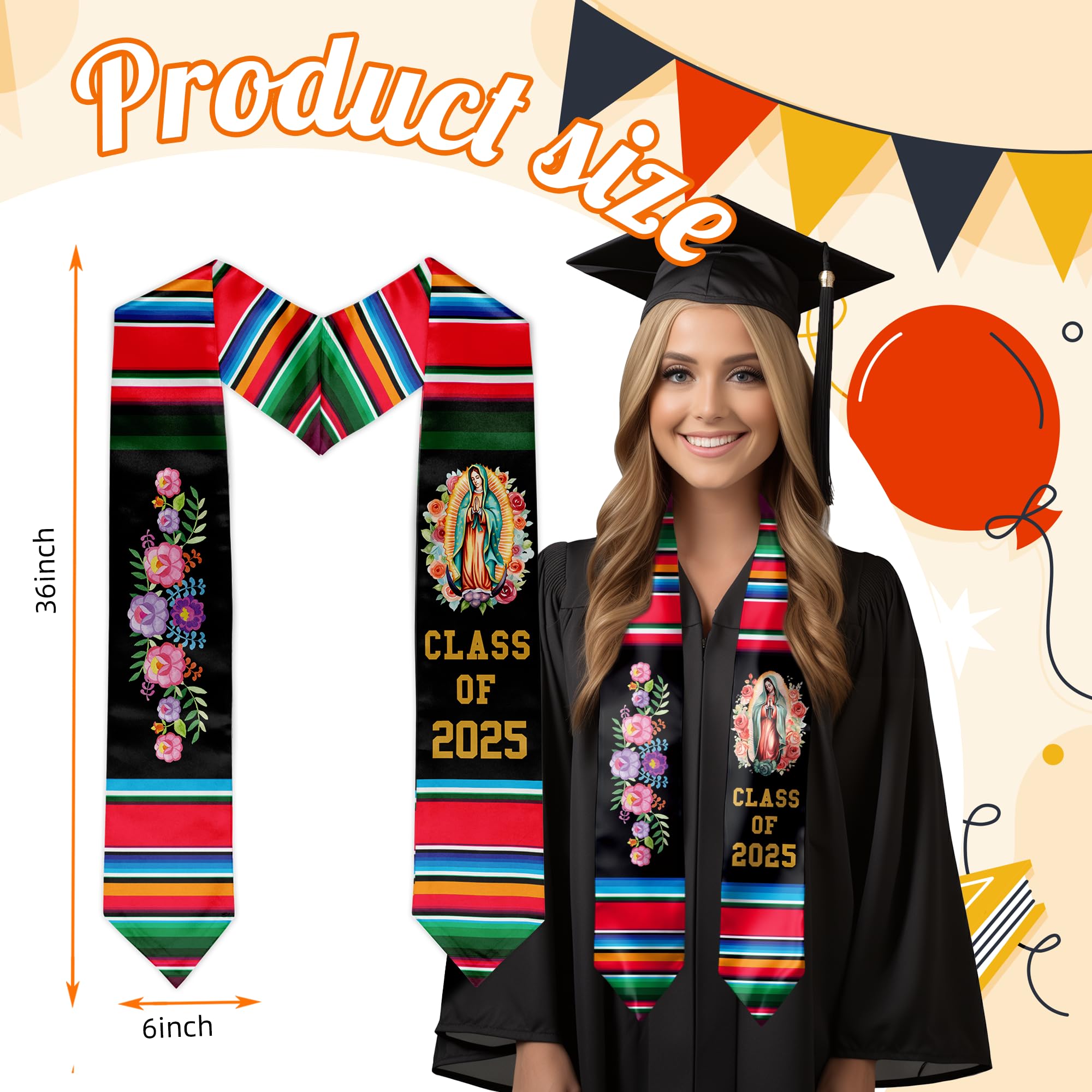 2025 Mexican Graduation Stole - 72'' Authentic Mexican Graduation Sash for Graduation Day - Perfect Graduation Gift for High School & College Graduates - Ideal for Commencement Ceremonies & Graduation Photos