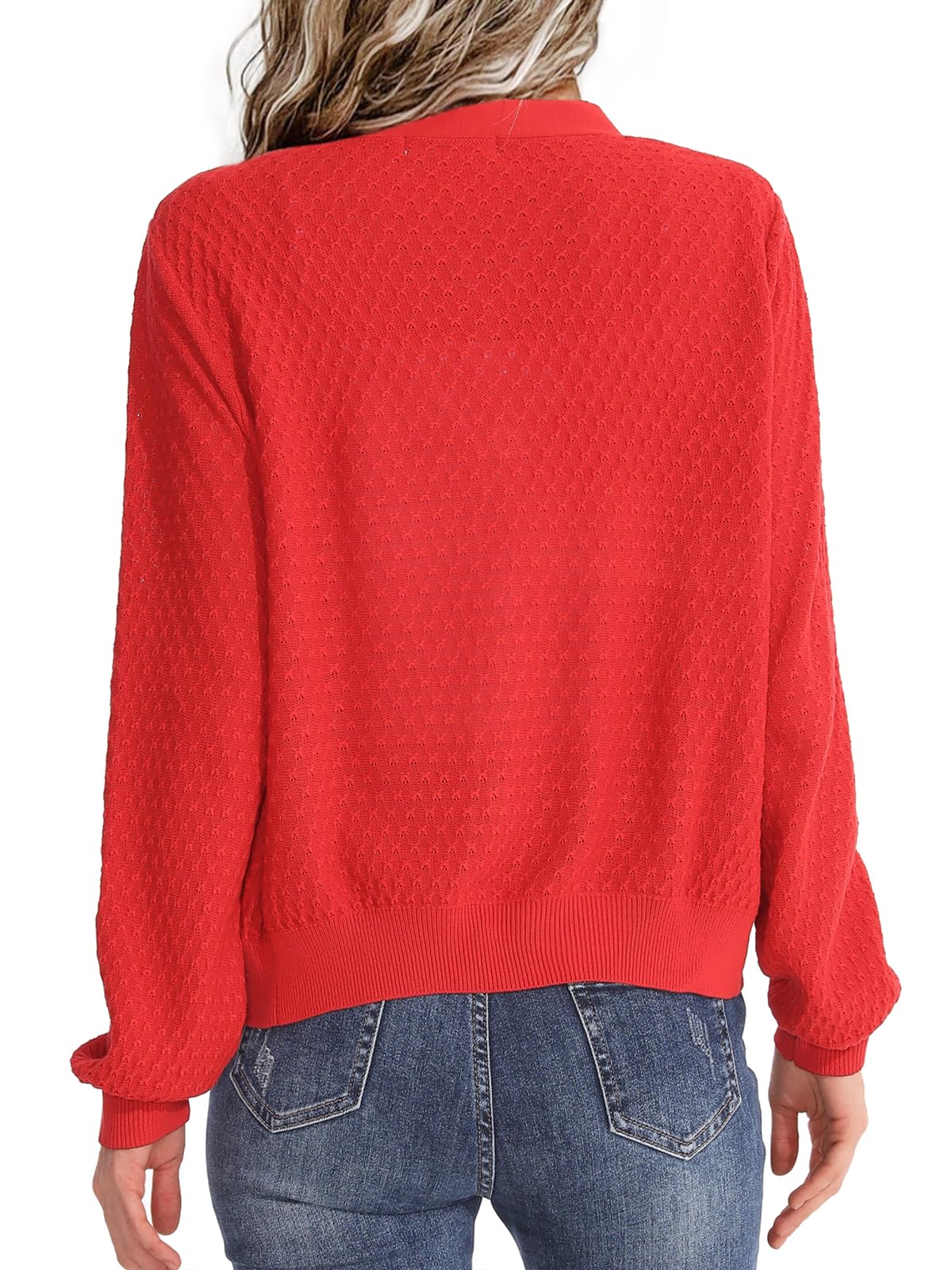 Women's Lightweight Waffle Knit Button Down Cardigan Sweater - Long Sleeve V Neck Casual Pullover for Work, Office & Everyday Wear