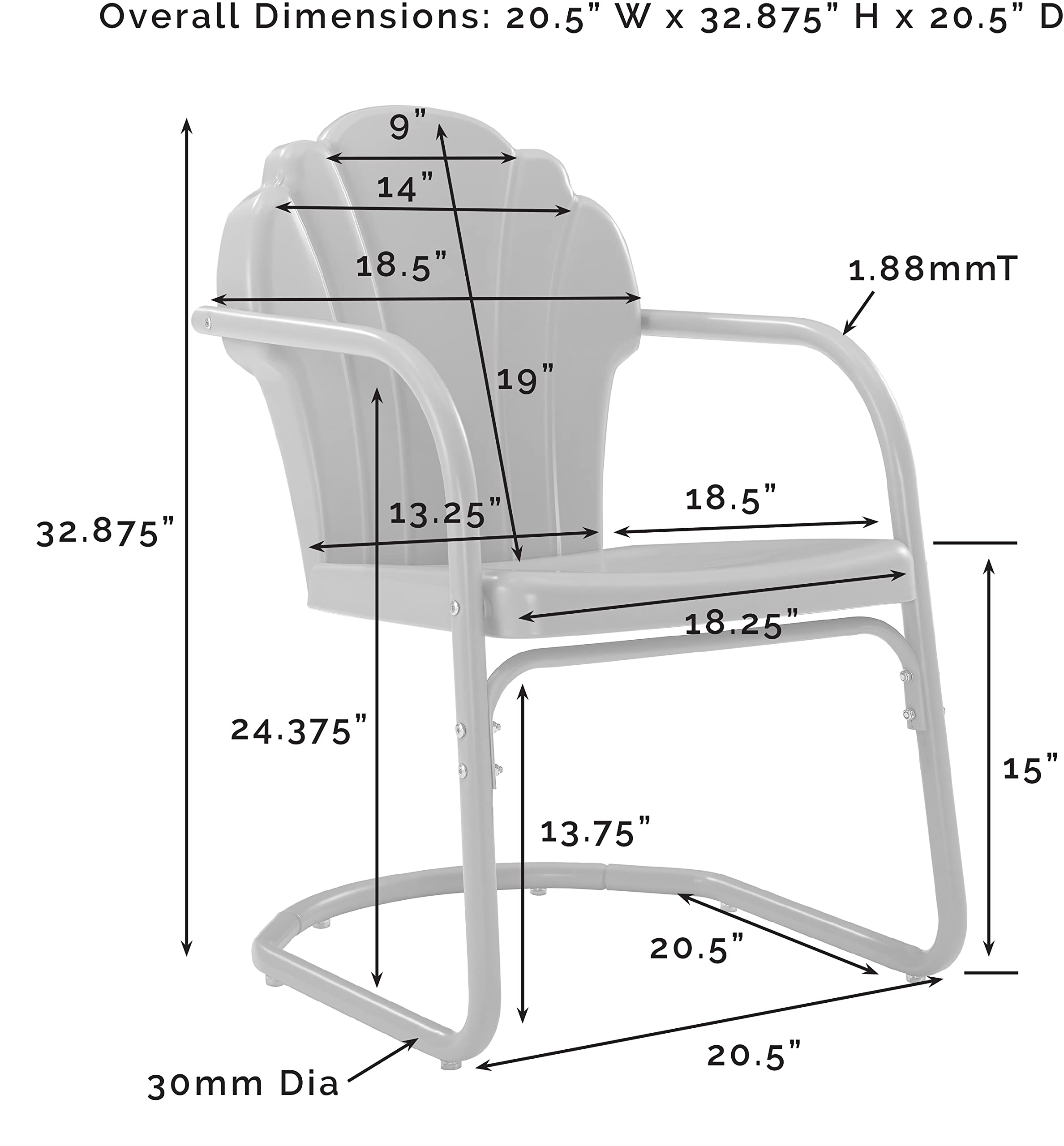 Crosley Furniture Tulip 3-Piece Outdoor Bistro Set - Retro White Metal Patio Chairs with Side Table - Perfect for Garden, Balcony & Backyard Relaxation