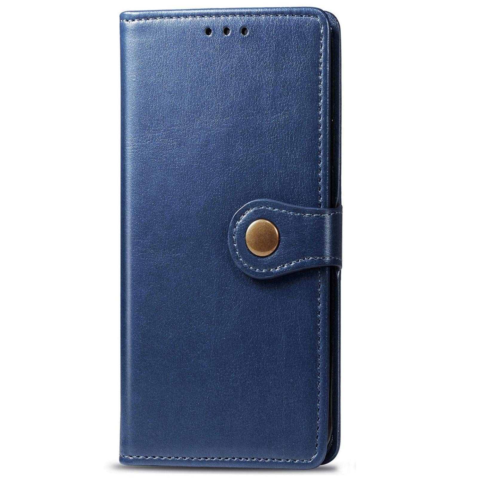 Xiaomi Redmi 9A Phone Case - Genuine Leather with Card Holder, Kickstand & Lanyard | Slim Protective Cover for Redmi 9A | Wallet Case with Photo Frame Slot (Blue) - Perfect for Daily Use, Travel & Business