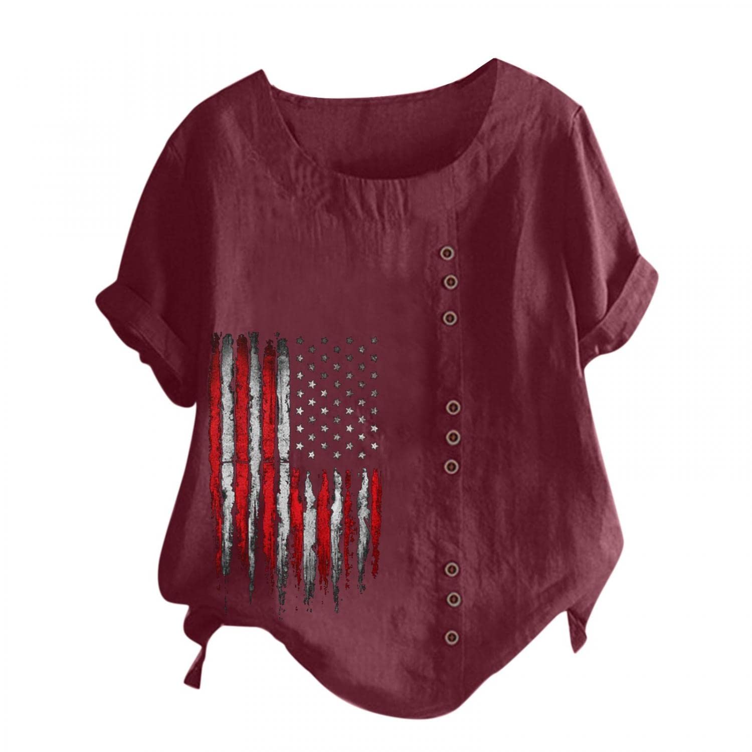 Women's Floral Graphic Tees - Short Sleeve Cotton Linen Shirt, Casual Boatneck Summer Tops for Women | Perfect for Beach Outings, Weekend Brunch & Vacation Wear