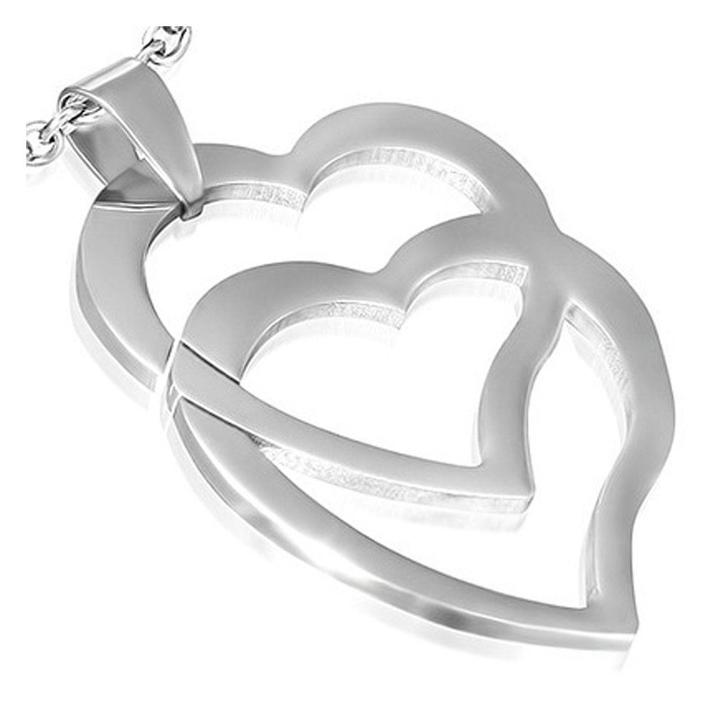 Overlapping Double Heart Pendant Necklace - Floating Open Heart Design Jewelry for Women | Perfect for Valentine's Day, Anniversary & Romantic Gifts
