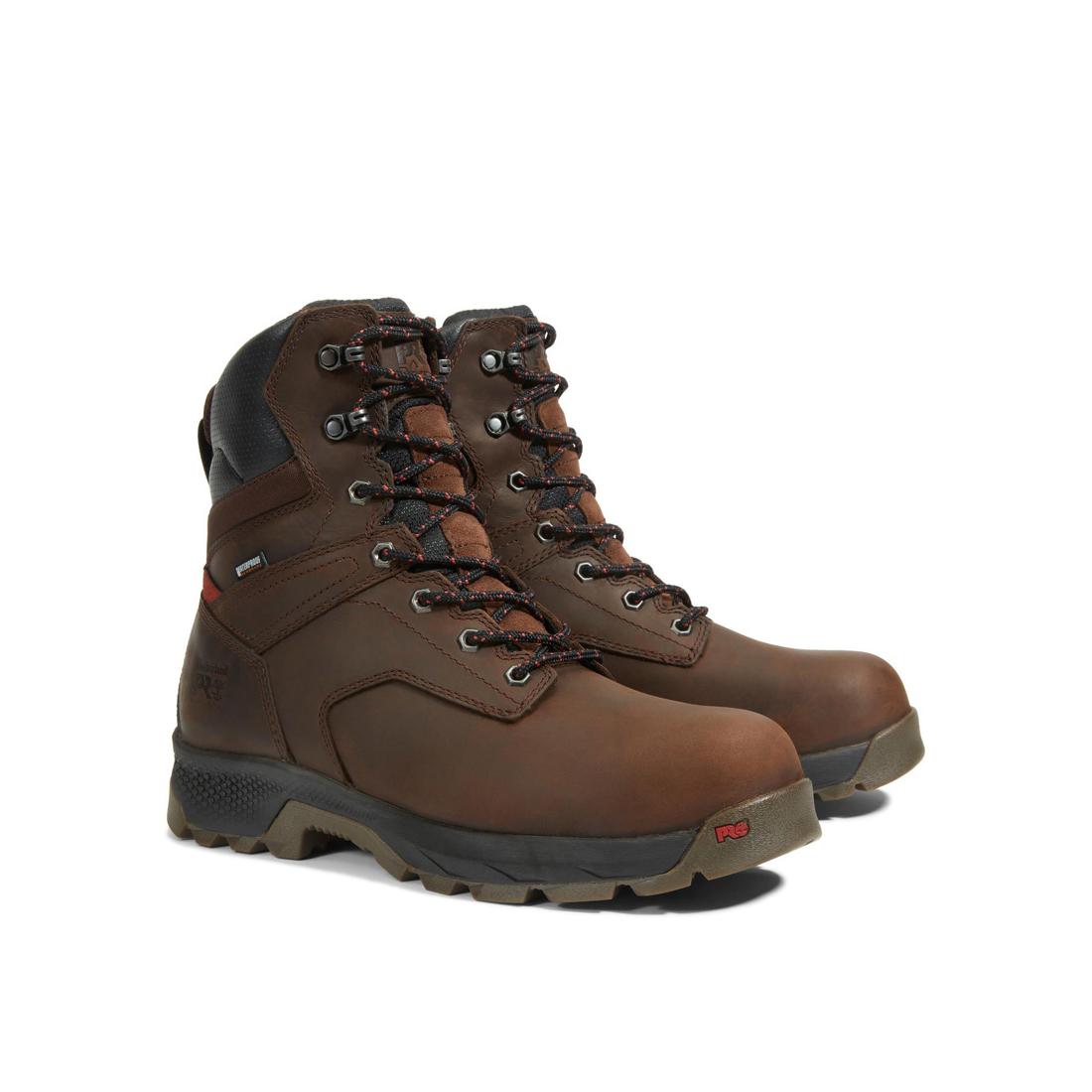 Titan EV 8 Inch Composite Toe Waterproof Insulated Work Boots for Men - Brown Safety Shoes for Construction, Warehouse & Outdoor Work