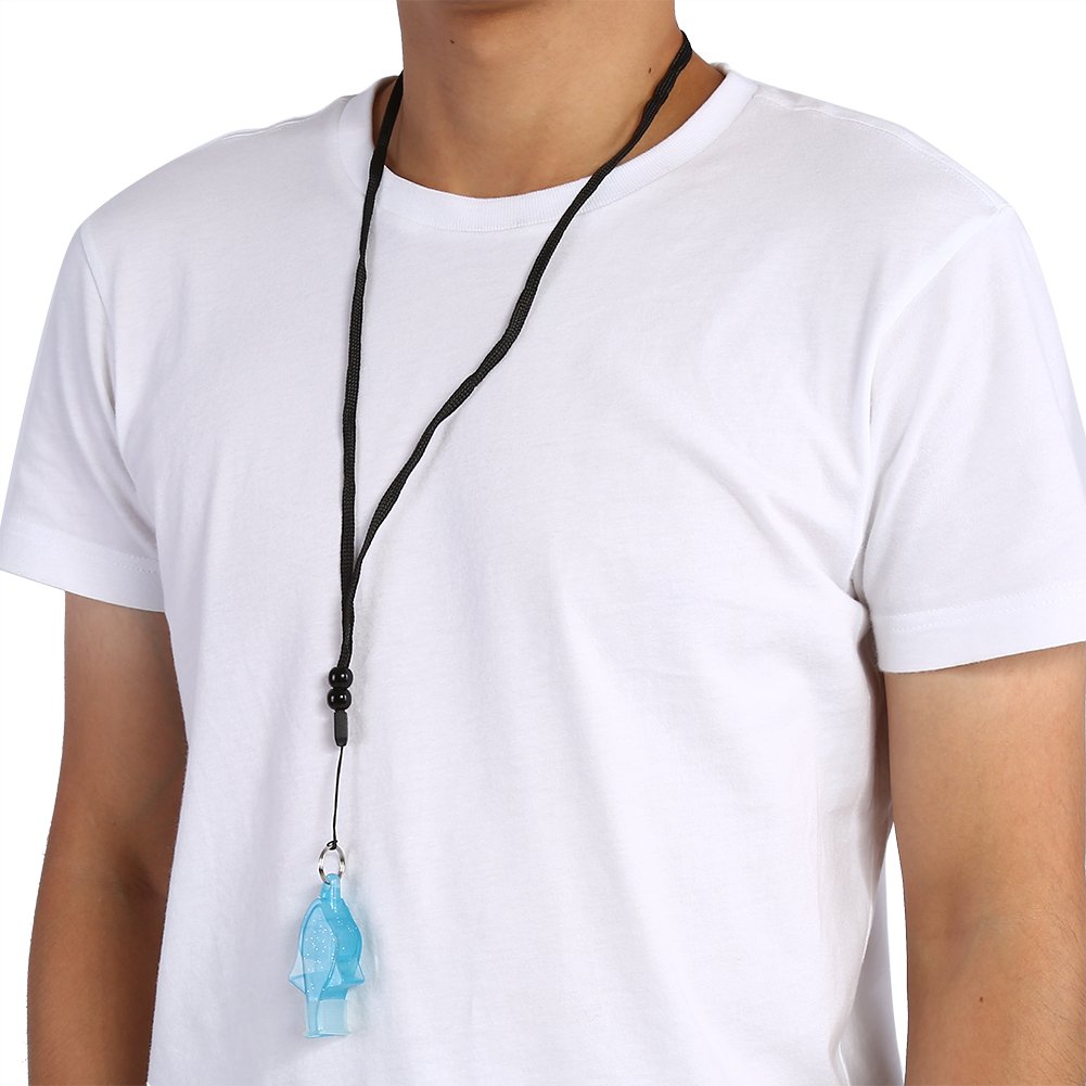 Dilwe Survival Whistle - Premium Sports Referee Whistle with Lanyard & Teeth Guard - Emergency Safety Whistle for Lifeguards, Coaches, Hiking & Outdoor Activities (Light Blue) - Perfect for Football, Basketball Games & Survival Kits