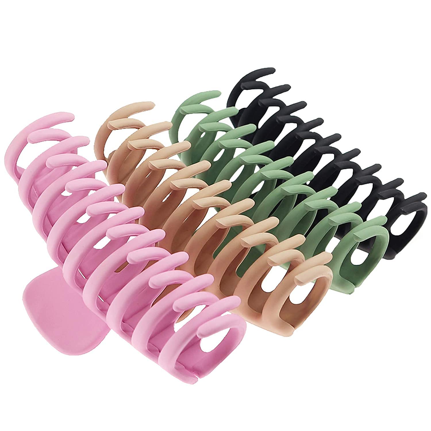 90s Strong Hold Hair Claw Clips for Women - 4.33 Inch Large Nonslip Matte Hair Clips (4 Pcs) for Thin, Thick & Curly Hair - Perfect for Updos, Ponytails & Everyday Styling