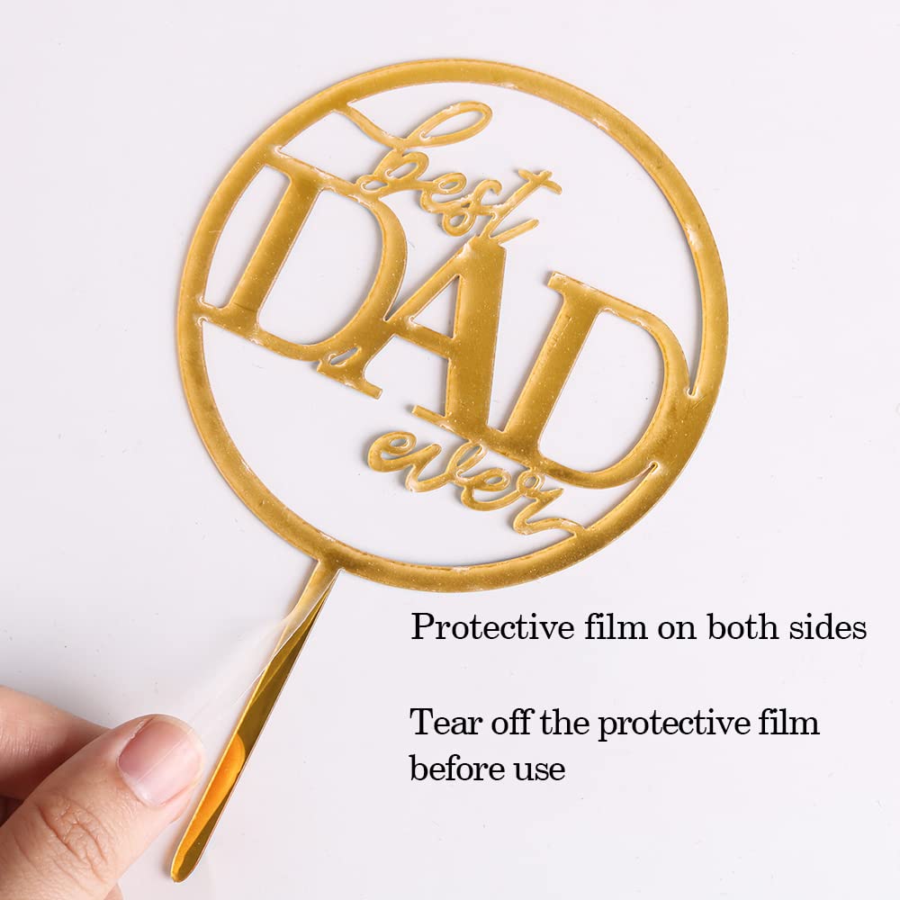 4pcs Happy Father's Day Cake Toppers - Best Dad Ever Cake Decorations for Birthday Party Supplies | Perfect for Father's Day Celebrations, Dad's Birthday Cakes & Special Occasions