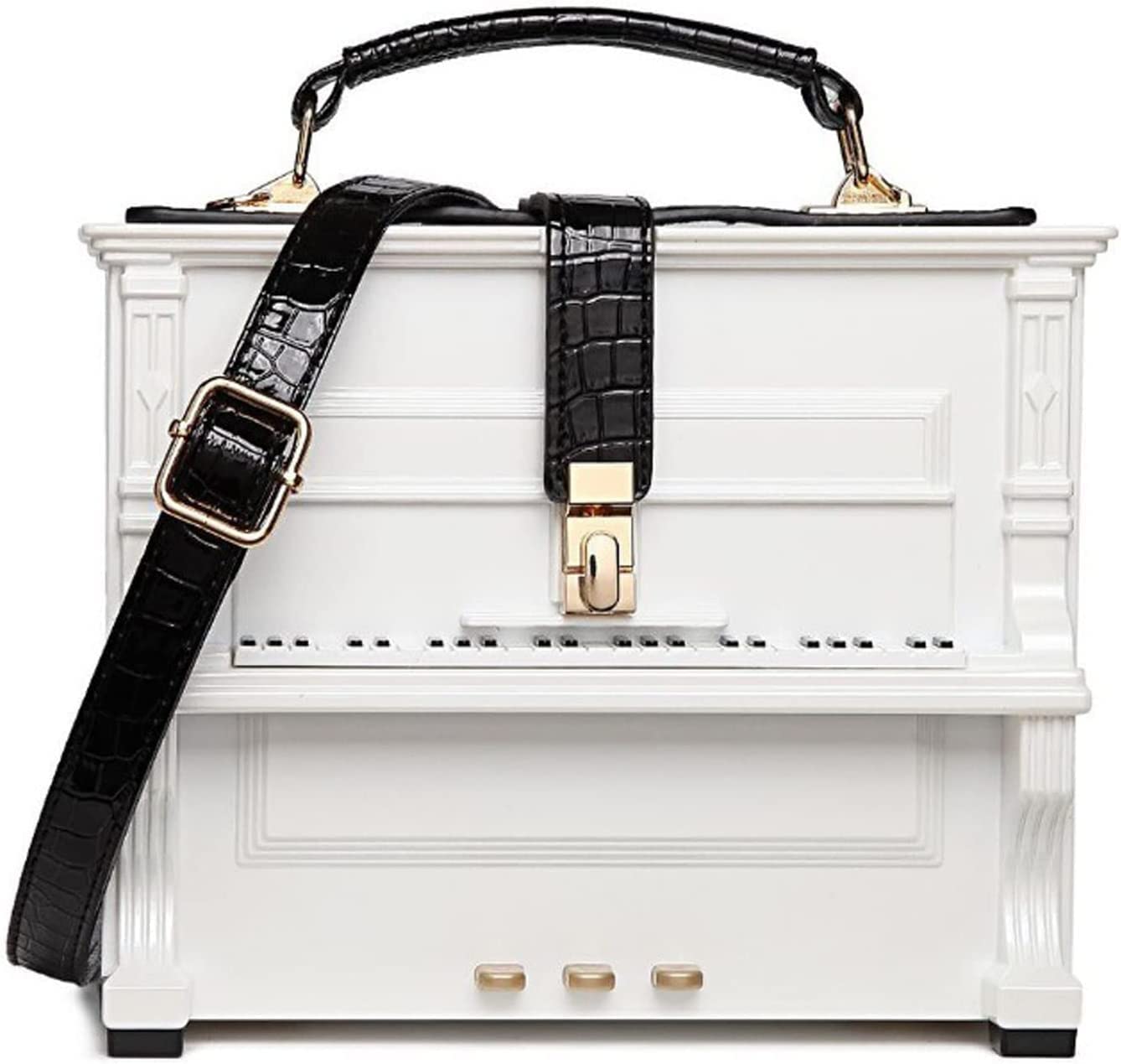 Stylish Piano-Shaped Women's Handbag - Designer Box Purse, Shoulder Bag & Crossbody Clutch for Parties & Evening Events | Elegant Ladies Fashion Accessory for Dinner Dates, Weddings & Special Occasions