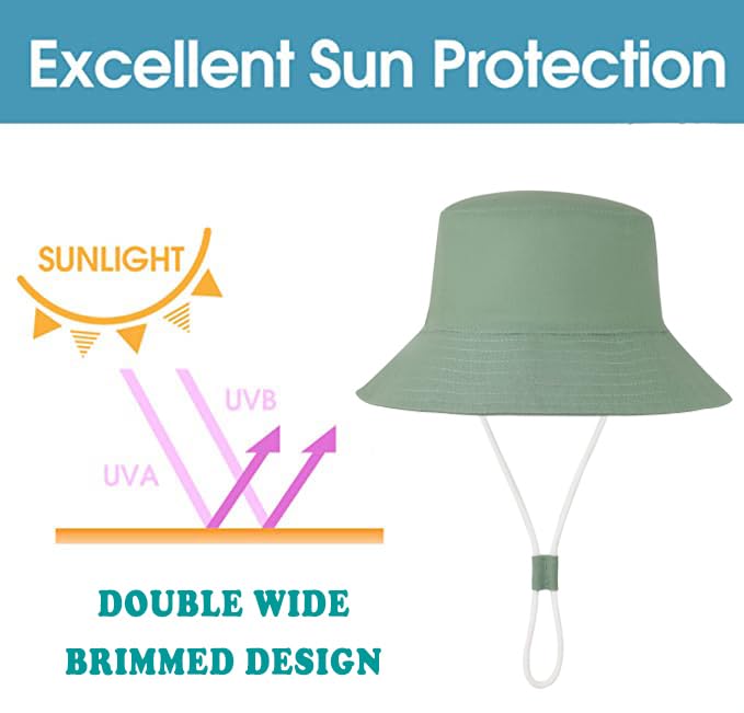 Baby Sun Hat UPF 50+ - UV Protection Toddler Bucket Hat for Boys & Girls - Wide Brim Summer Beach Hat for Outdoor Play, Swimming, Park & Travel