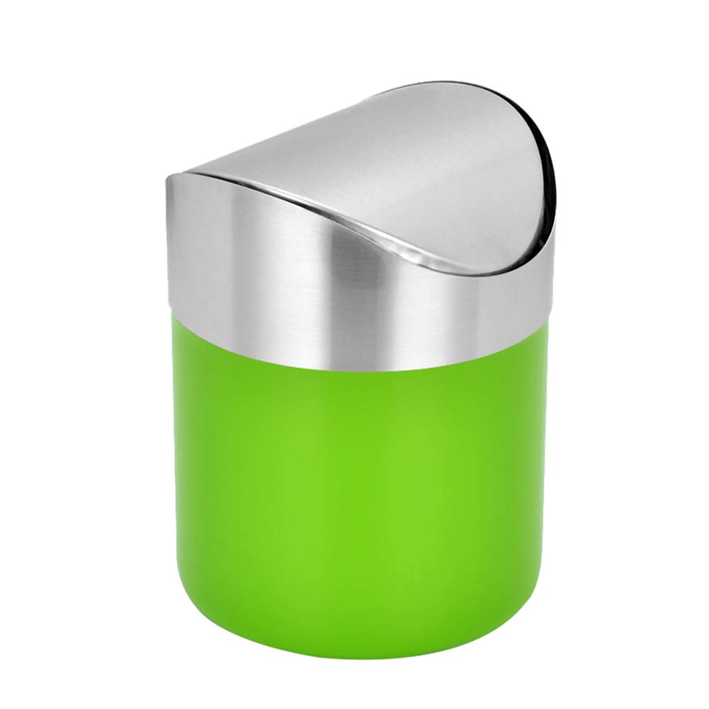 Stainless Steel Mini Trash Can with Shake Cover - Small Office & Home Waste Bin for Bedroom, Living Room, Desk | Space-Saving & Odor Control Solution