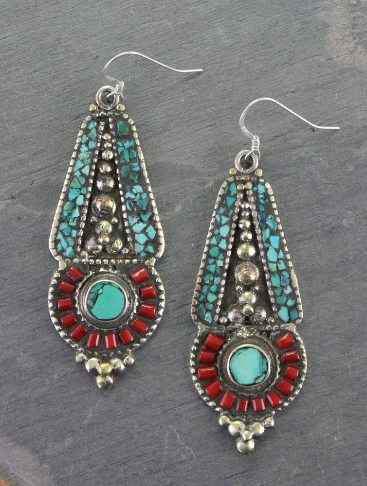 Amdo Tibetan Earrings – Handmade Silver Jewelry for Women, Traditional Ethnic Accessories – Perfect for Festivals, Weddings & Boho Fashion