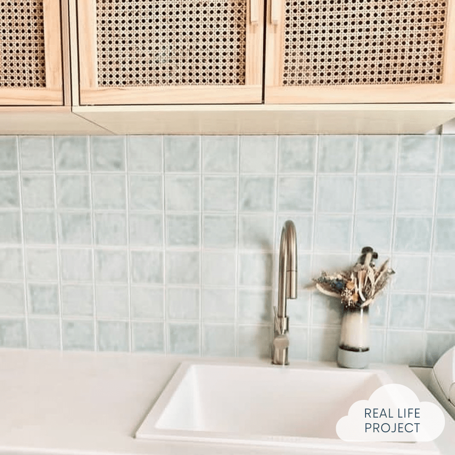 Premium Newport Gloss Sky Blue Ceramic Tile - 4x4 Inch Small Square Wall & Floor Tile for Bathroom, Kitchen Backsplash, and Shower Surround