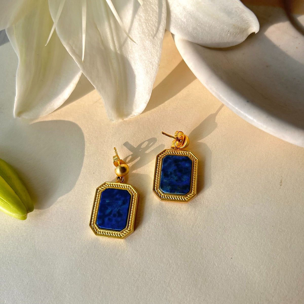True Essence Lapis Lazuli Pendant Necklace & Stud Earrings Set - Spiritual Healing Jewelry for Meditation, Yoga & Energy Balancing