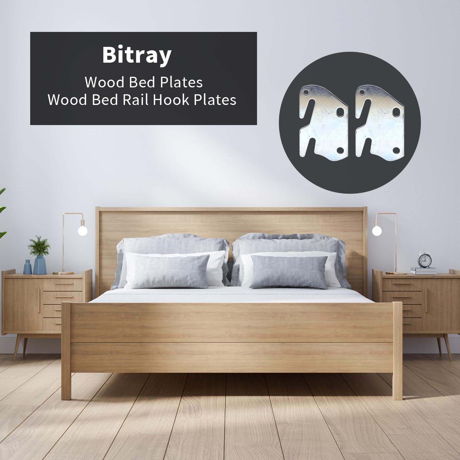 Wooden Bed Frame Brackets - Heavy Duty Bed Rail Hook Plates for Headboard & Footboard Replacement (4-Pack) - Perfect for DIY Bed Frame Repair & Reinforcement