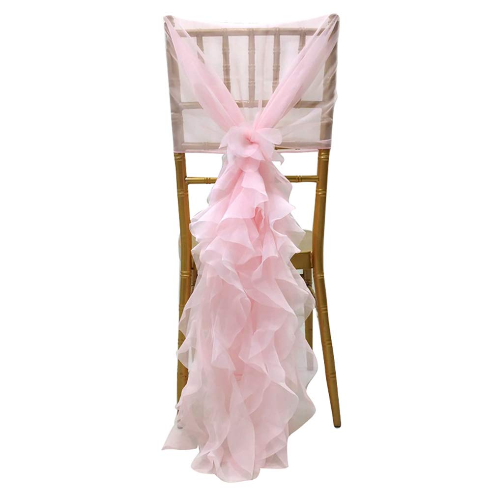 Elegant Milk Yarn Chair Cover with Tulle Back Cap - Perfect for Bridal Showers, Weddings & Baby Showers - Long Tulle High Chair Skirt Slipcovers (Pink, 4pcs) - Ideal for Party Decorations, Banquets & Special Events