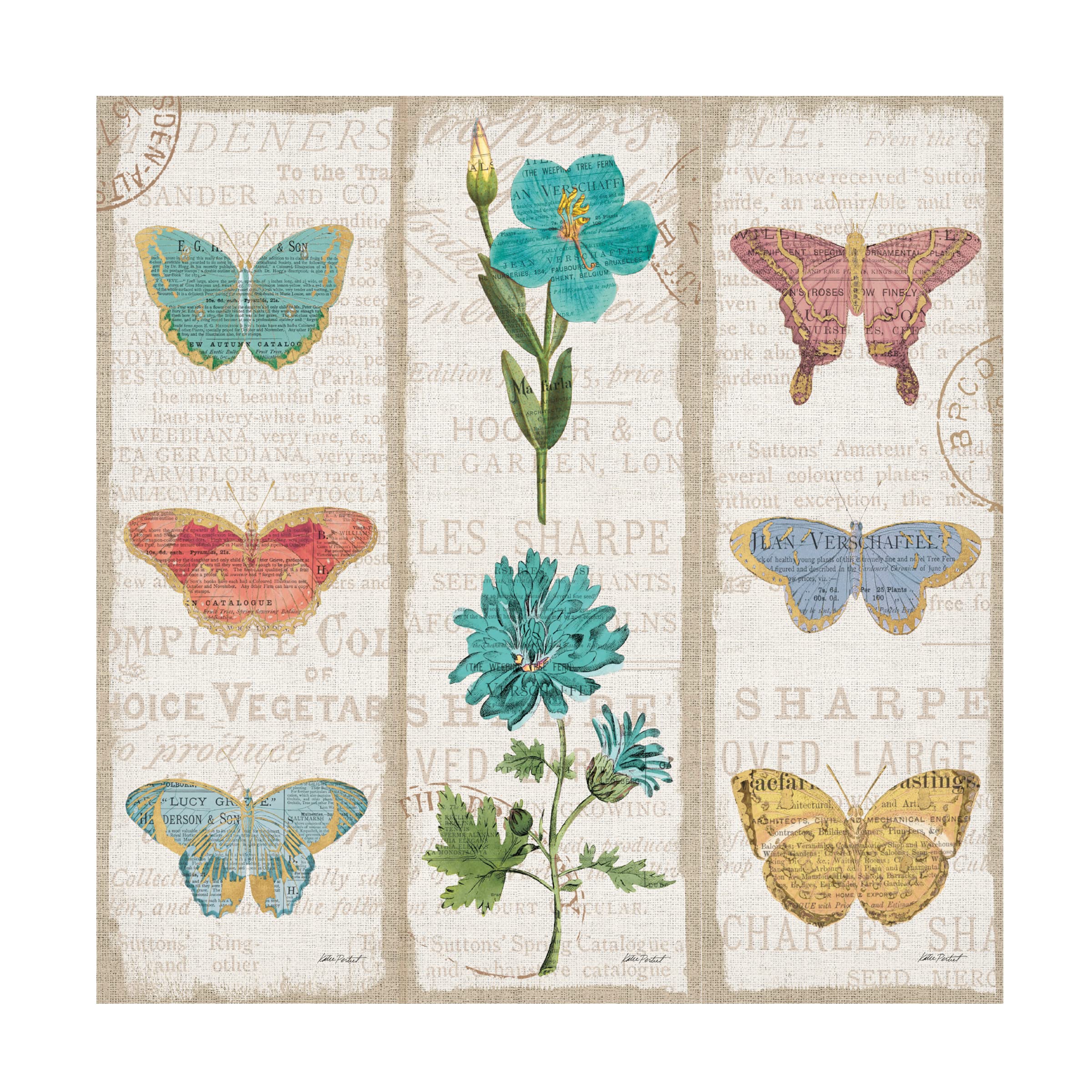 Katie Pertiet Bookshelf Botanical II Triptych Canvas Wall Art - Modern Floral Home Decor for Living Room, Bedroom & Office - Framed Ready-to-Hang Print