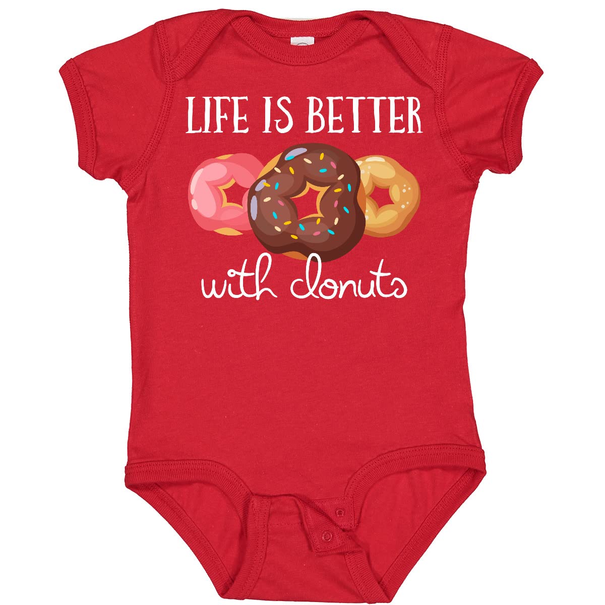 Inktastic Life Is Better with Donuts Baby Bodysuit - Cute Donut-Themed Onesie for Infants & Toddlers - Perfect for Birthday Gifts, Photo Shoots & Everyday Wear