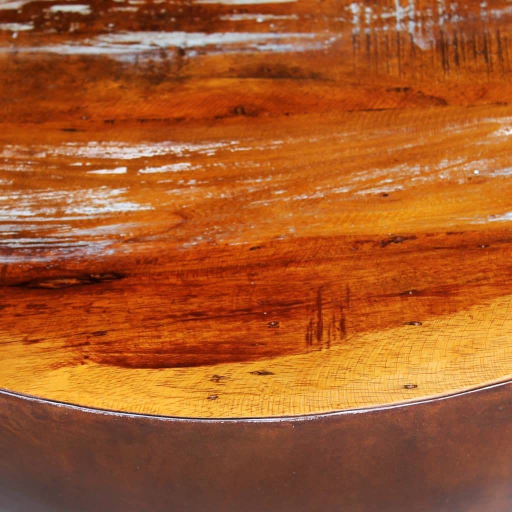 CHARMMA Modern Coffee Table - Bowl-Shaped Design with Sturdy Steel Base & Solid Reclaimed Wood in Brown (1.5KG) - Perfect for Living Room, Lounge, and Office Decor