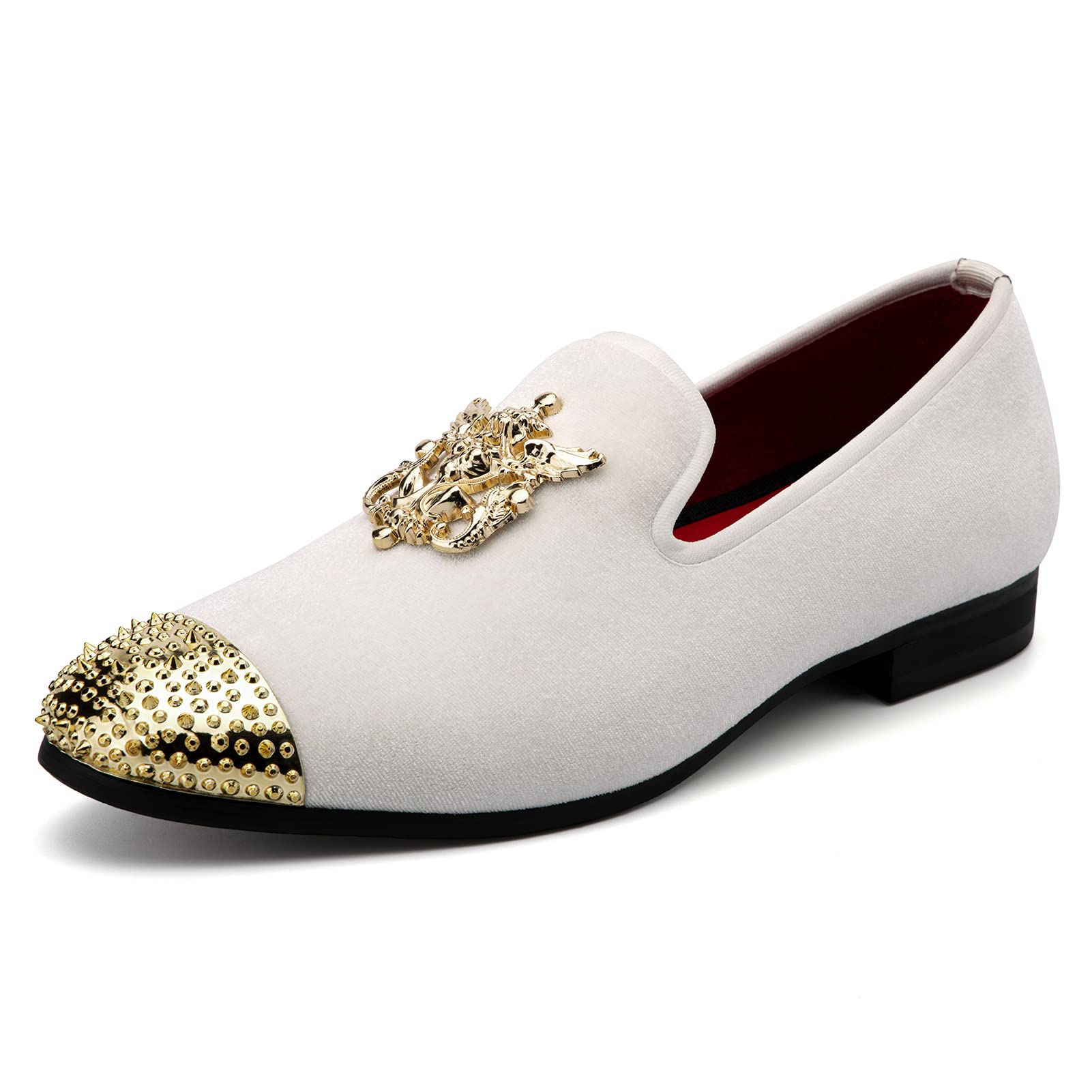 Luxury Meijiana Men's Velvet Loafers with Metal Embellishments - Formal Dress Shoes for Weddings, Parties & Business Events