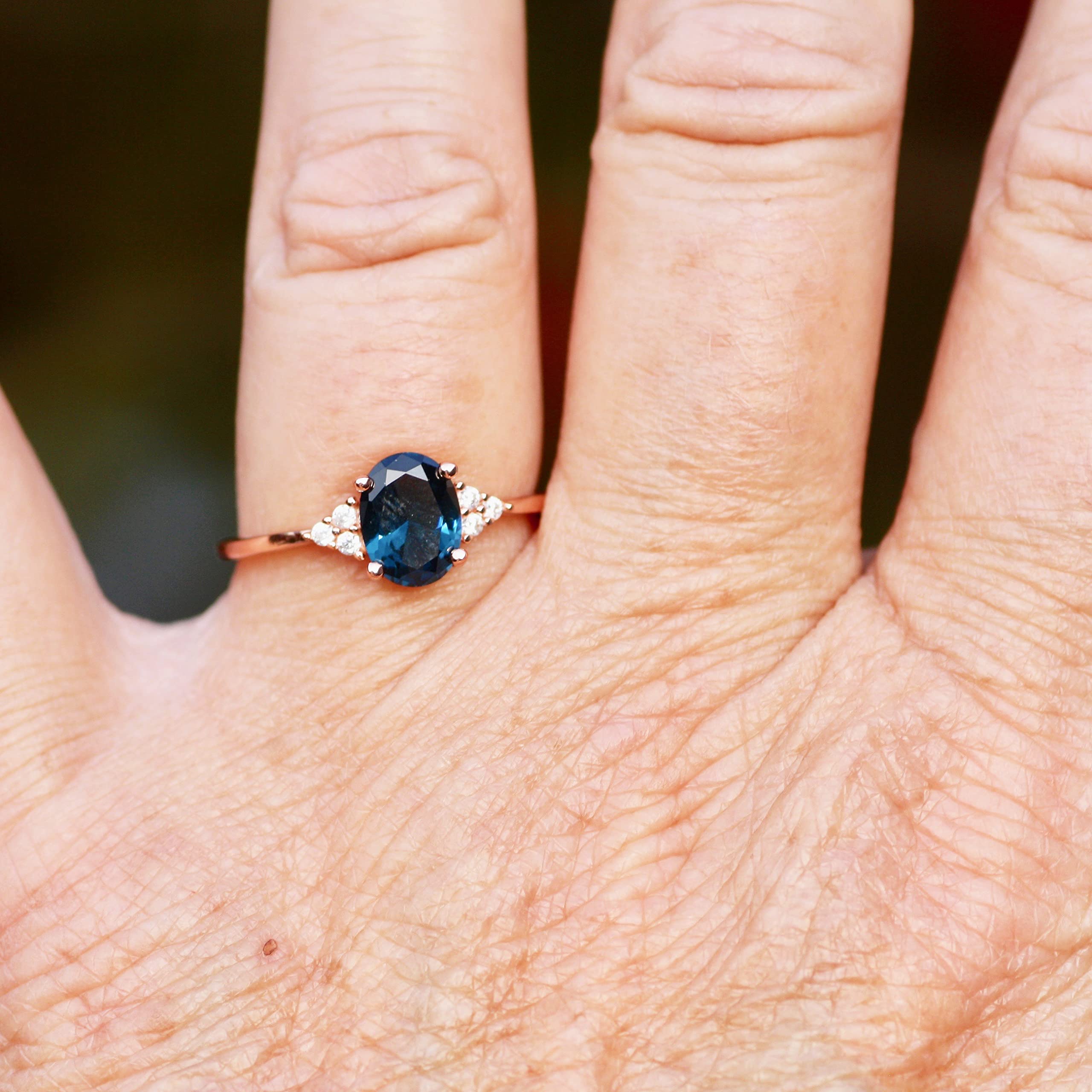 Lab-Created London Blue Topaz Ring in Rose Gold - December Birthstone Jewelry for Women, Perfect for Gifts, Anniversaries & Special Occasions