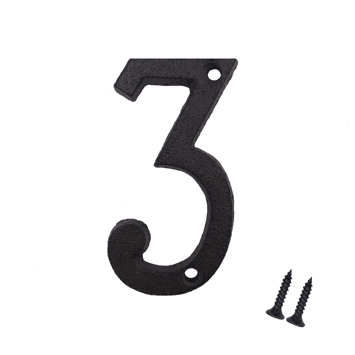 3 Inch Cast Iron House Numbers - Durable Mailbox & Home Address Plaque (Number 3) - Perfect for Front Door, Porch, Fence & Garden Decor