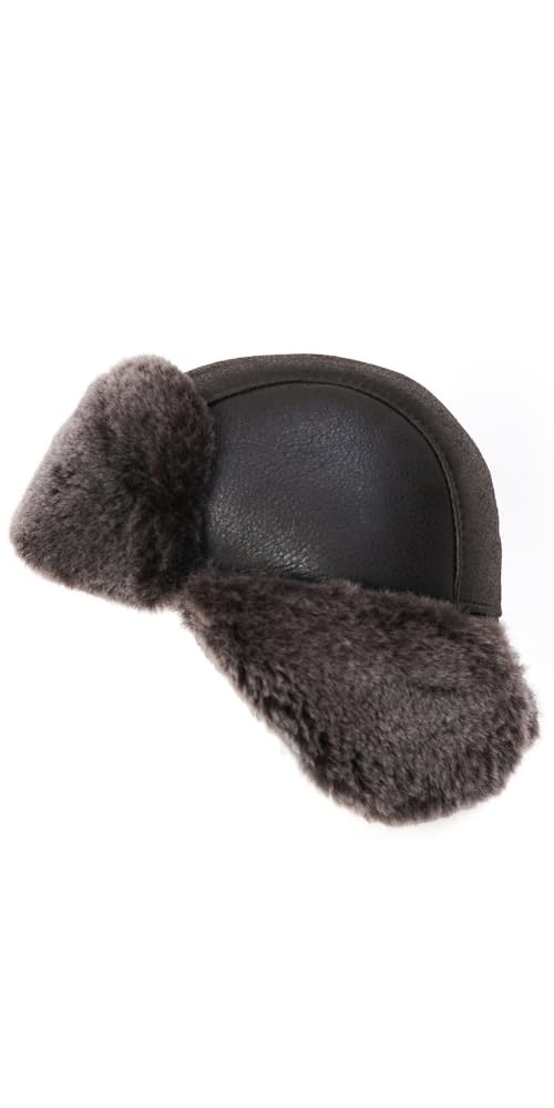 Ushanka Aviator Trapper Leather Hat for Men & Women | Genuine Sheepskin Fur Russian Soviet Earflap Winter Hat | Warm Unisex Outdoor Hat 2024 | Perfect for Skiing, Snowboarding & Cold Weather Activities