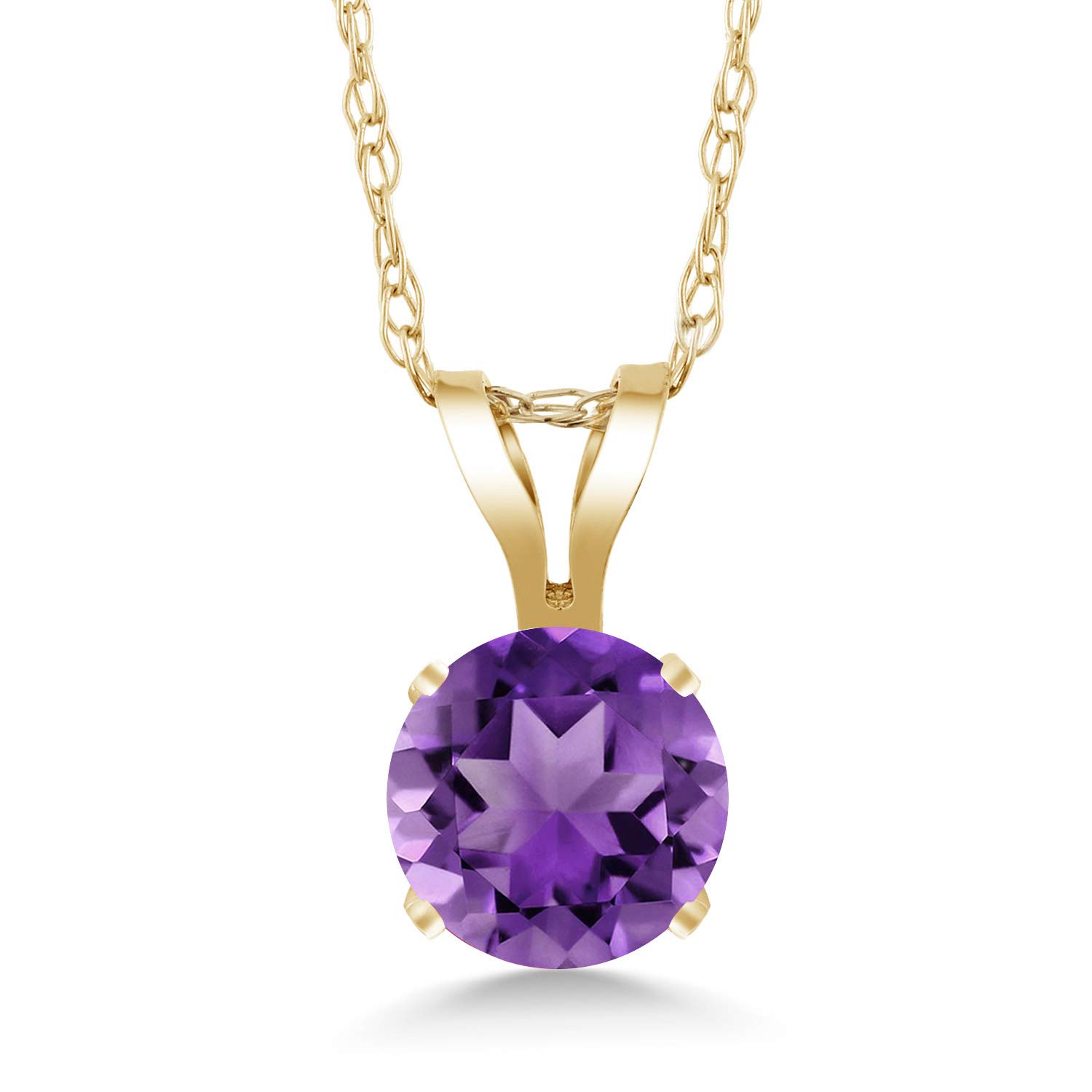 14K Yellow Gold Birthstone Pendant Necklace for Women - Round 4.5MM Gemstone Solitaire on 18 Inch Gold Chain | Personalized Jewelry Gift for Mom, Wife, Daughter | Perfect for Birthdays, Anniversaries & Special Occasions