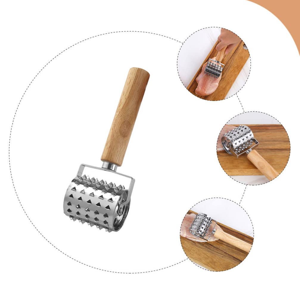 Premium Wooden Handle Meat Tenderizer - Heavy Duty Metal Needle Steak Pounder for Beef, Pork & Chicken | Perfect for Home Cooking, BBQ & Restaurant Use
