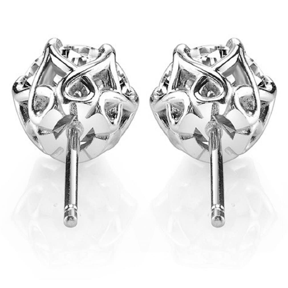 10K/14K/18K Solid White Gold Antique Moissanite Stud Earrings - 4 TCW Round Cut Handmade Diamond Engagement Earrings - Solitaire Push/Screw Back Earrings for Women - Perfect Anniversary, Wedding & Bridal Jewelry Gifts - Ideal for Date Nights, Proposals & Special Occasions
