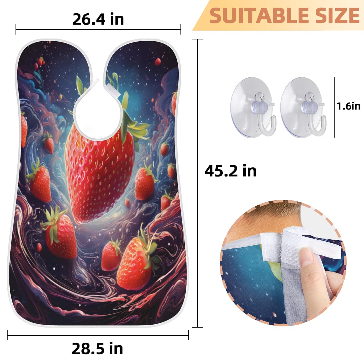 Stylish Strawberry Print Shaving Bib for Men - Waterproof Beard Trimming Apron, Hair Dye Cape & Makeup Artist Accessory - Perfect for Barbershops, Home Grooming & Salon Use