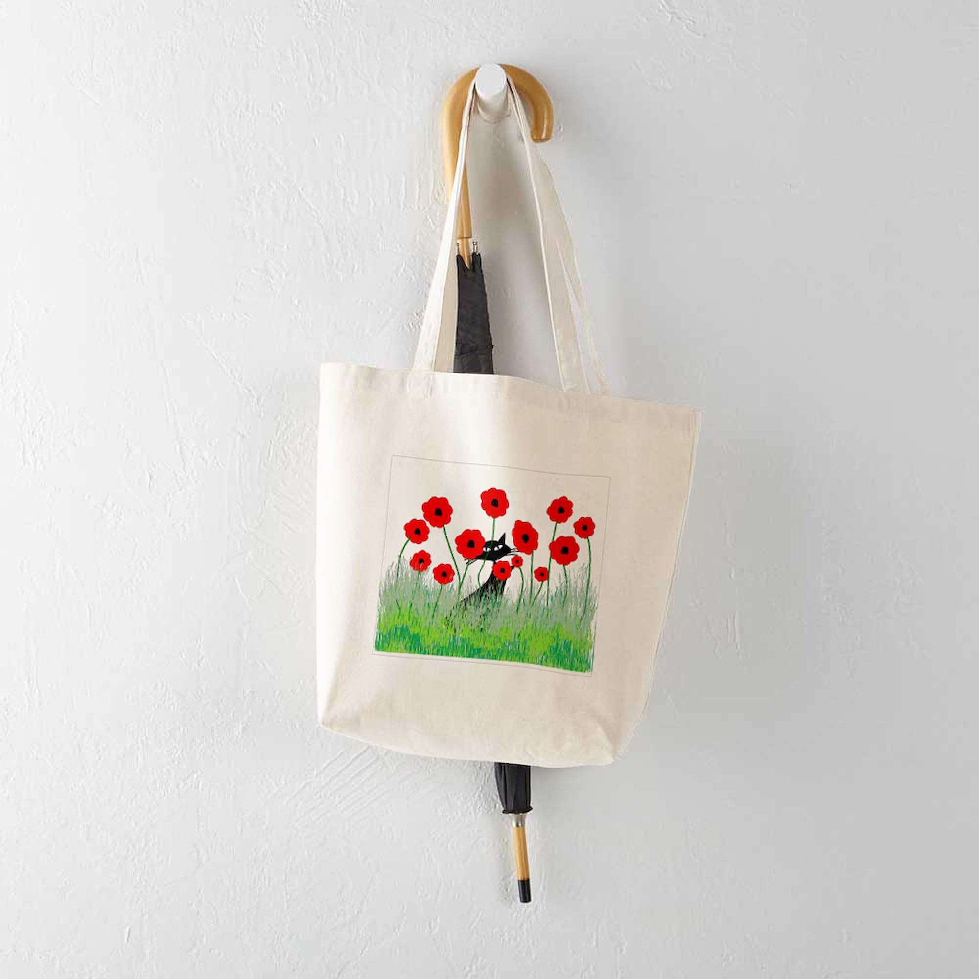 Whimsical Cat Tote Bag - Natural Canvas Reusable Shopping Bag for Groceries, Beach & Everyday Use | Eco-Friendly Cotton Tote with Cute Feline Design