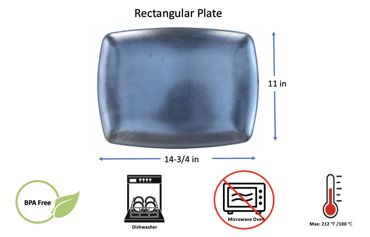 Premium Black Melamine Rectangular Plates - 14.75
