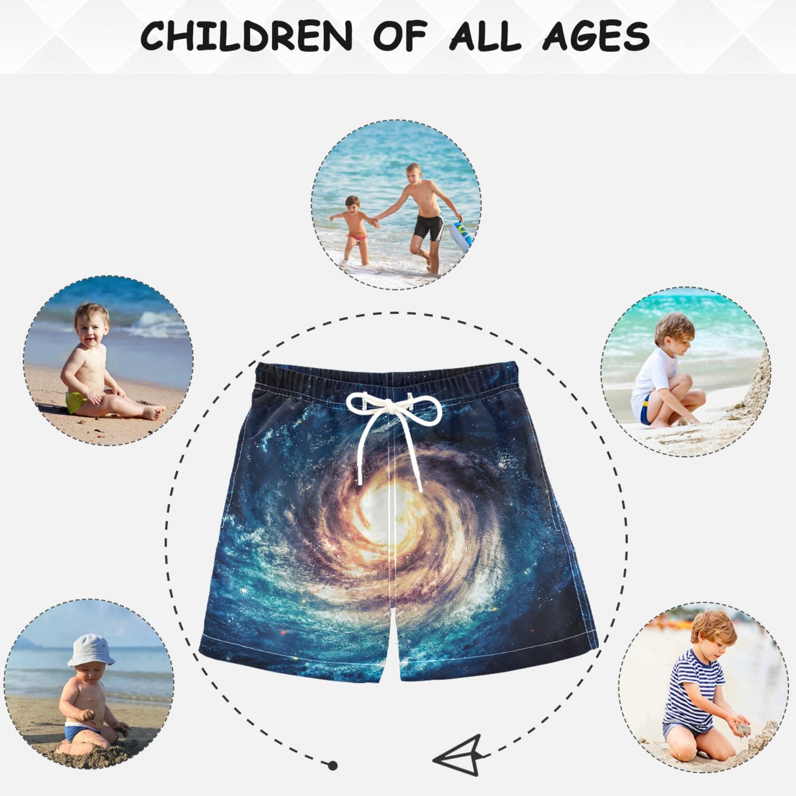 Blue Spiral Galaxy Swim Trunks for Toddler Boys - Beach & Pool Swimwear