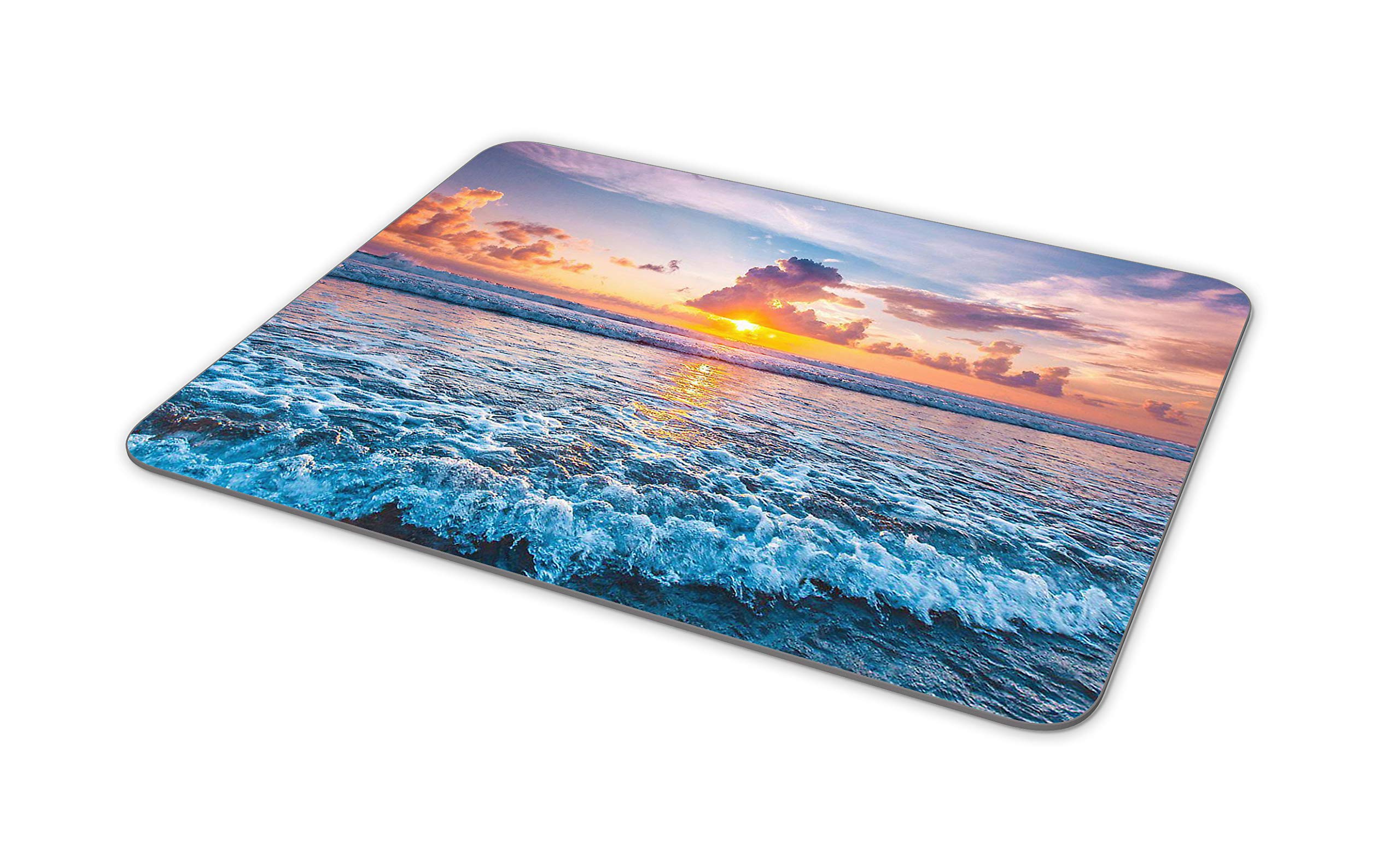 Non-Slip Natural Rubber Office Mouse Pad with Sunset Ocean Design - Large Rectangular Gaming Mouse Mat for Work & PC Gaming