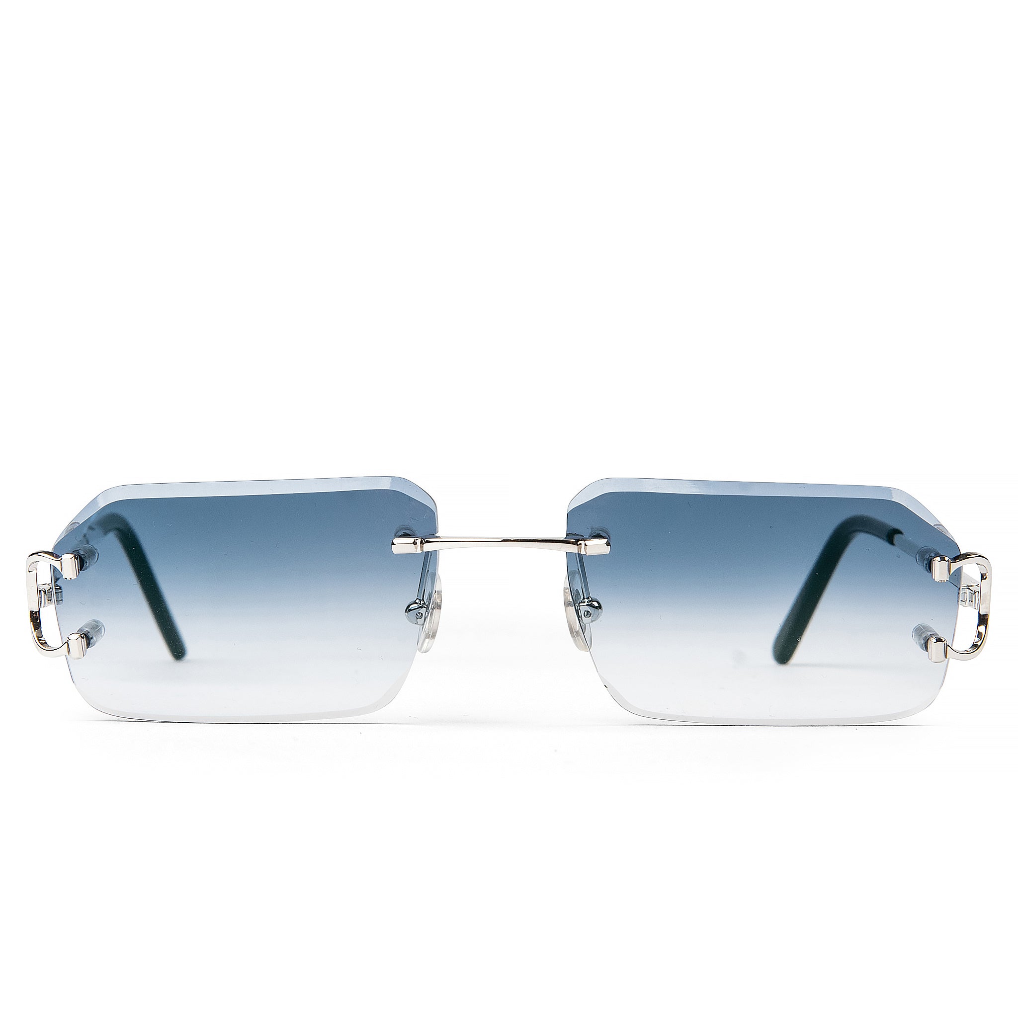 Cartier CT0092O 002 C Silver Blue Rimless Sunglasses - Luxury Designer Eyewear for Men & Women | Perfect for Fashion, Travel & Outdoor Activities