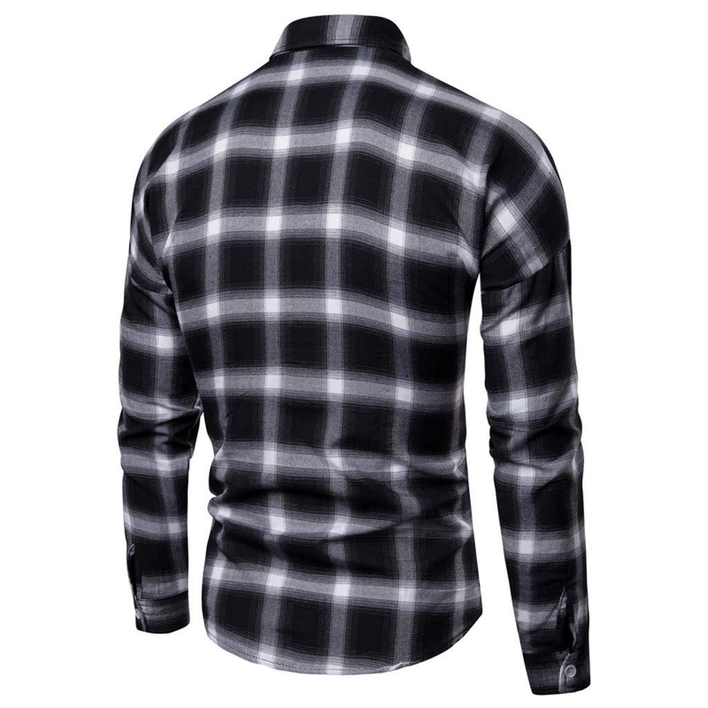 Burband Men's Long Sleeve Slim Fit Brushed Plaid Flannel Shirt - Button Down Business Casual Dress Shirt for Office & Outdoor Wear