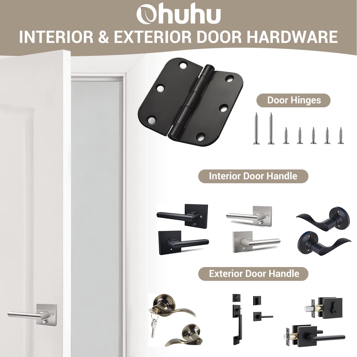Ohuhu Heavy Duty Matte Black Front Door Handle Set - Single Cylinder Reversible Lever, Zinc Alloy Exterior Entry Door Lock - Compatible with Mechanical, Electronic & Smart Deadbolts - Perfect for Homes, Apartments & Office Buildings