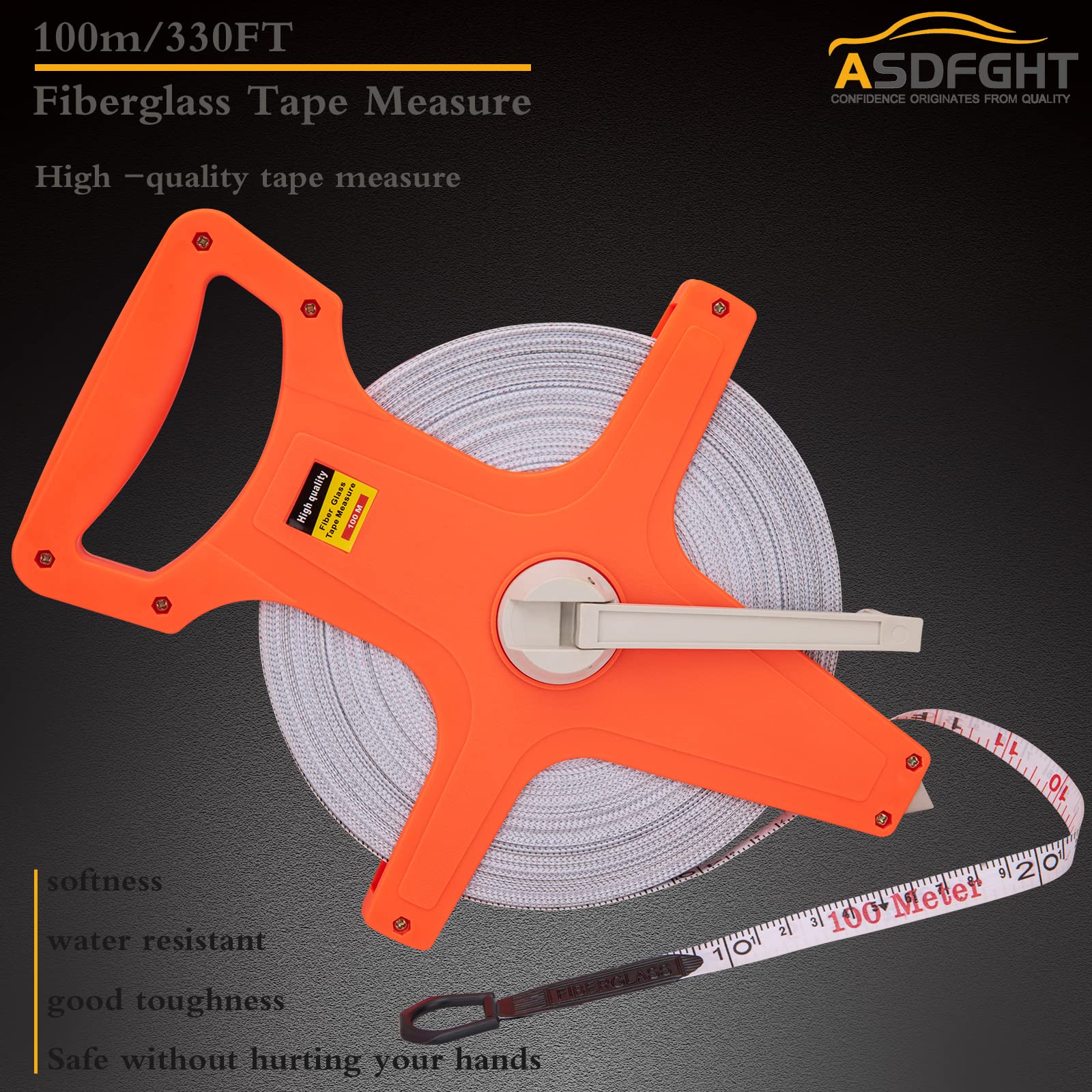 330ft Open Reel Fiberglass Tape Measure - Dual-Sided with Feet/Meters (1/2