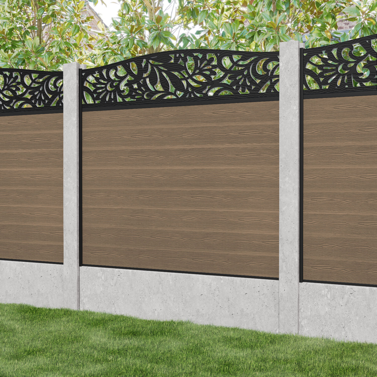 Premium Teak Classic Heritage Curved Top Fence Panel - Durable Wood Privacy Fence for Gardens, Patios & Backyards | Fits Existing Concrete Posts
