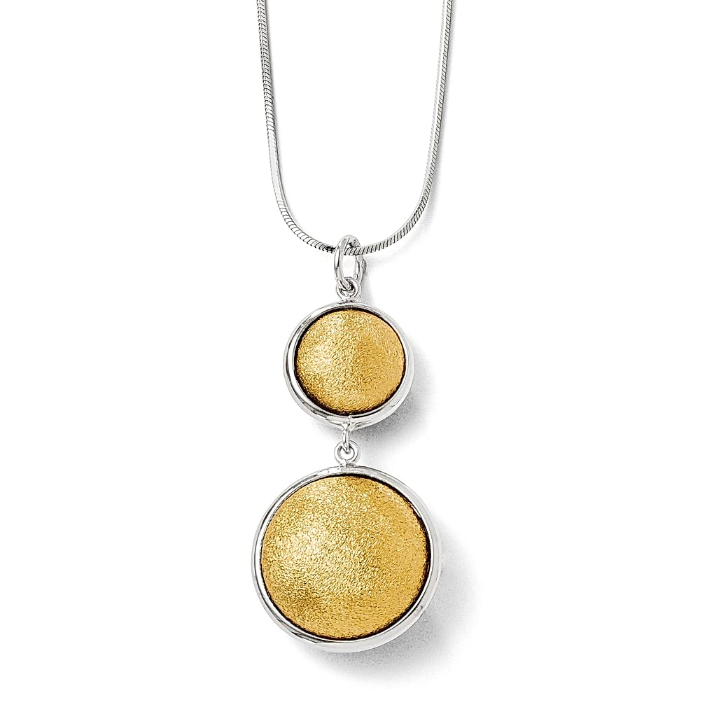 925 Sterling Silver Gold Plated Laser Textured Pendant Necklace for Women - Elegant Fine Jewelry Gift for Her - Perfect for Anniversaries, Birthdays & Special Occasions